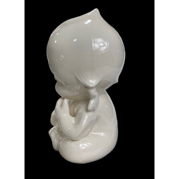 Vintage 1983 Kewpie Blue Eyes White Baby Doll Ceramic Coin Piggy Bank 6 1/2" - Picture 4 of 8